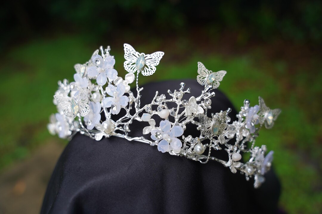 Silver Butterfly Tiara Bridal Crown Birthday Wedding Gift Diadem