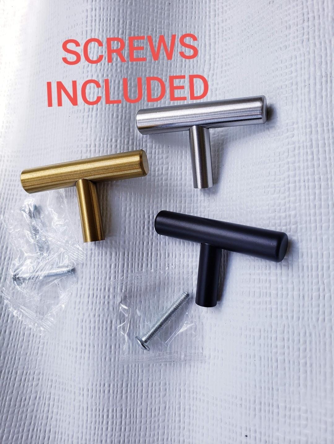 Sleek modern Cabinet Handles door pulls Matte Black Gold Or Silver Chrome shiny - Picture 9 of 11