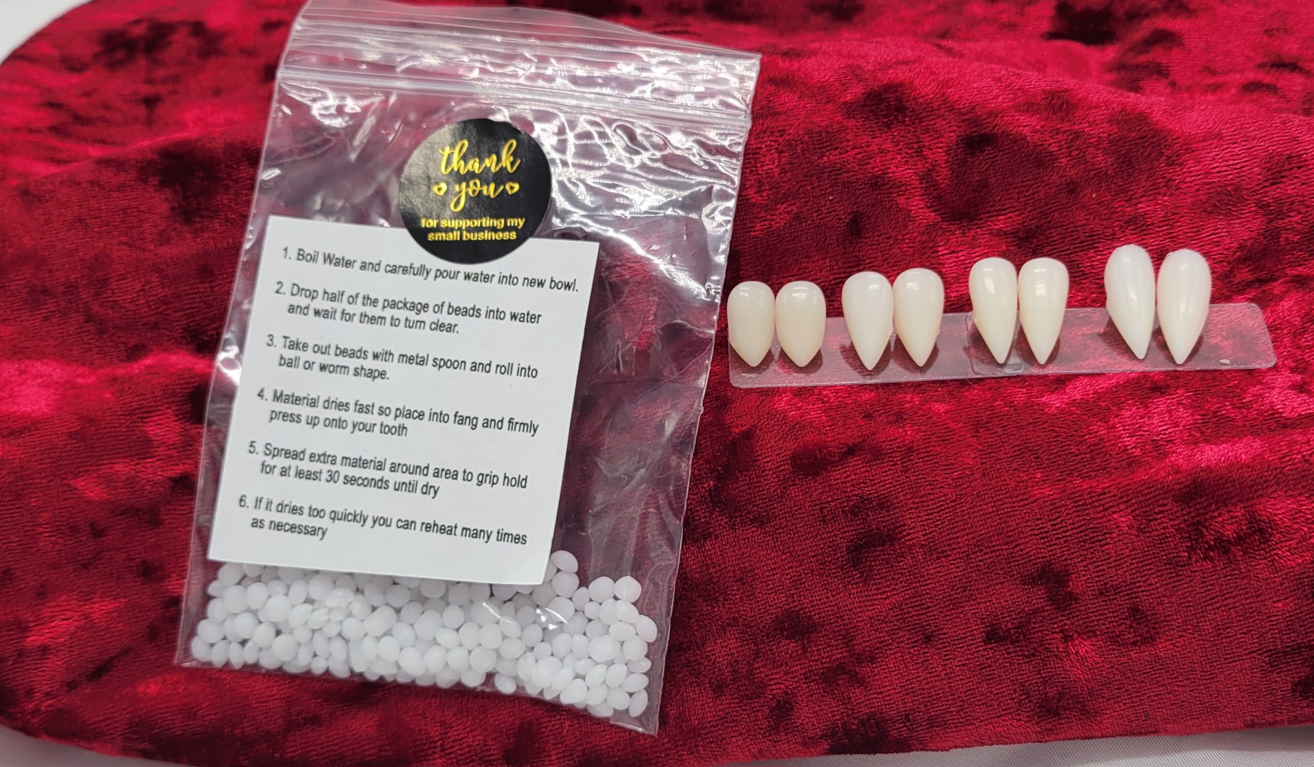 Reusable Fangs with Molding Kit for custom fit natural looking realistic cosplay anime vampire etc
