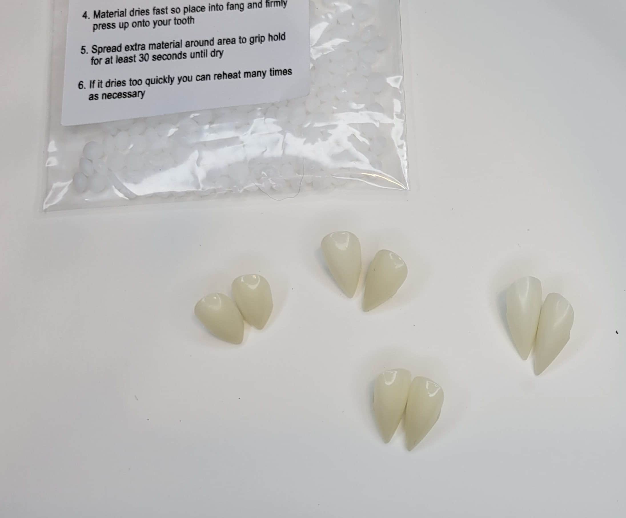 Reusable Fangs with Molding Kit for custom fit natural looking realistic cosplay anime vampire etc