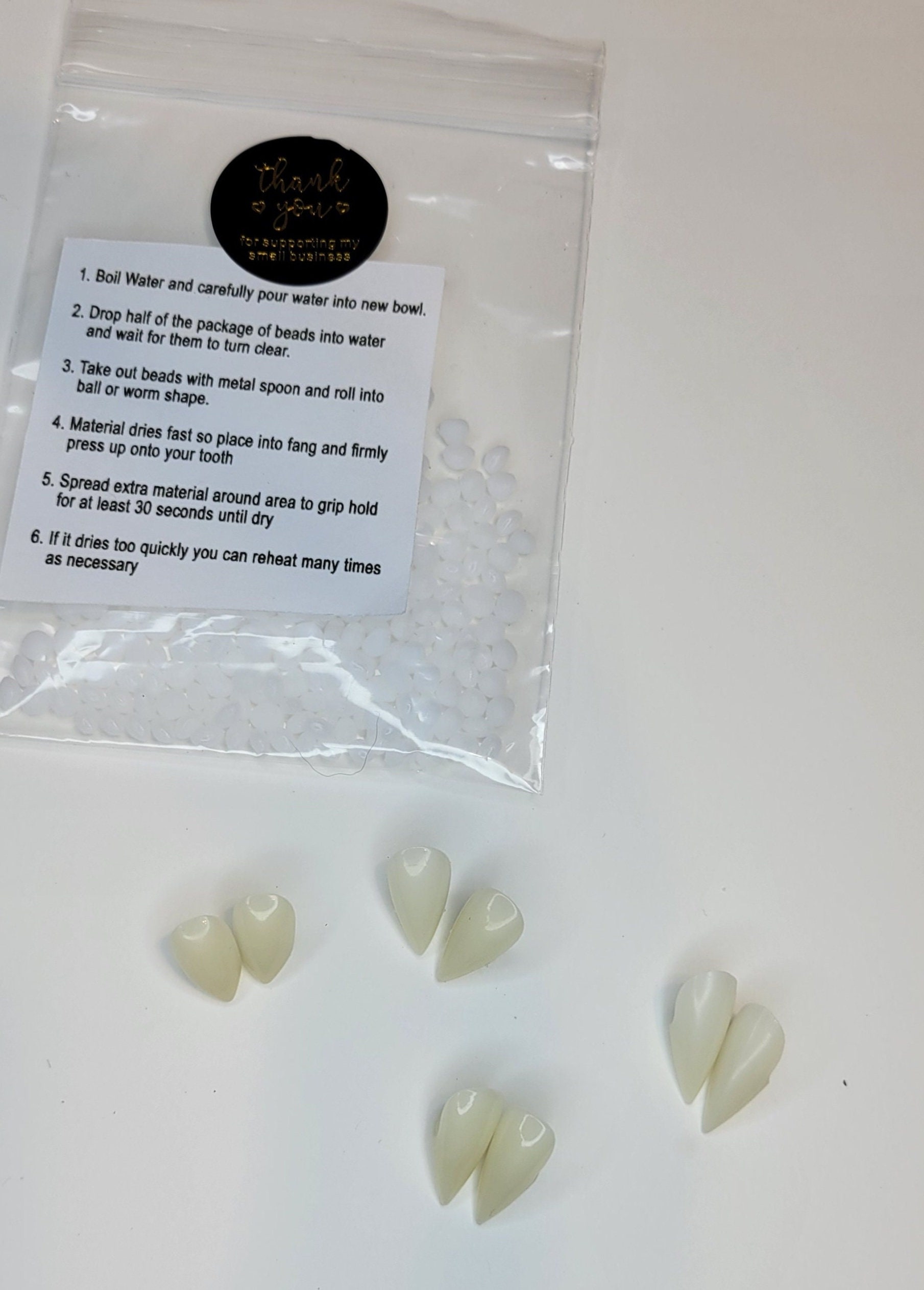 Reusable Fangs with Molding Kit for custom fit natural looking realistic cosplay anime vampire etc