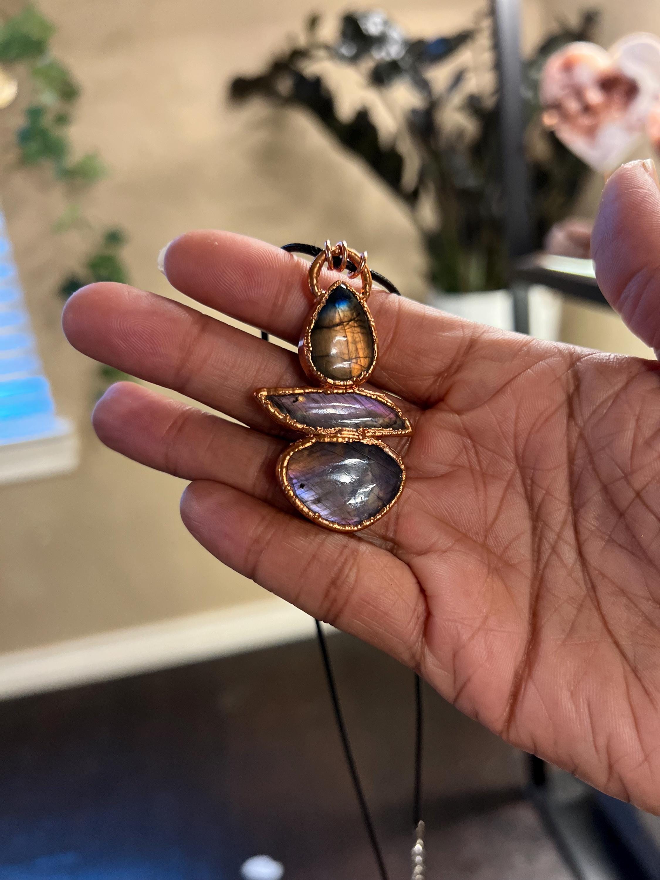Copper Amulet Copper & Labradorite Stacked Amulet - Etsy