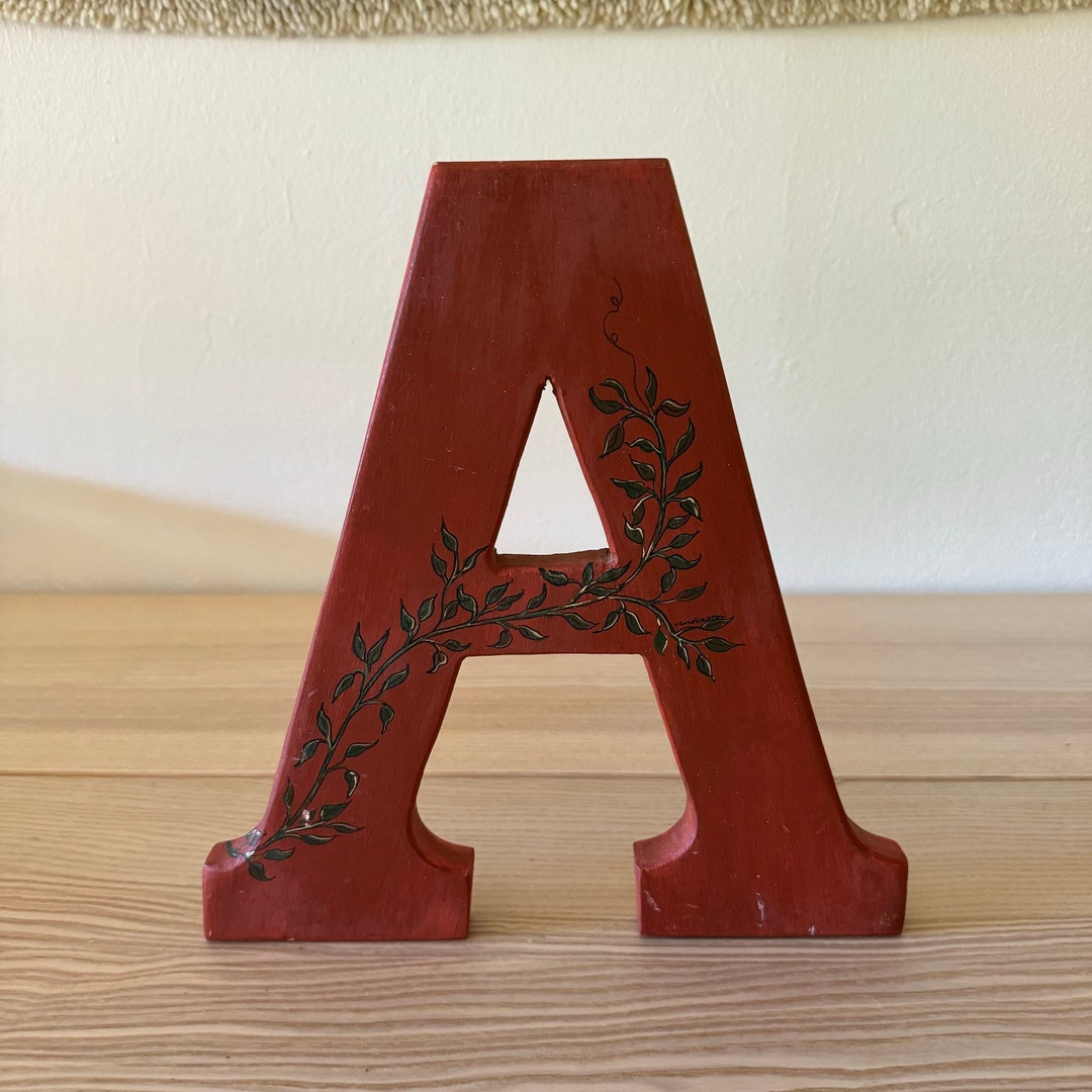 Vintage Red Wooden Letters 'W' 'V' 'A' Hand-painted With Maker's Mark ...