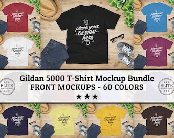 Gildan 5000 T-Shirt Mockup Bundle, 60 Colors (JPG Download)