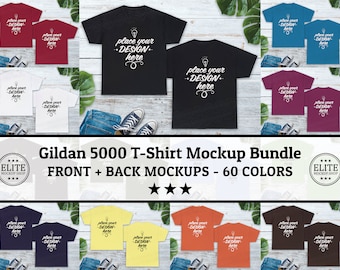 Gildan 5000 T-Shirt Mockup Bundle, 60 Colors (JPG Download)