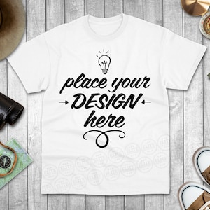 Gildan 5000 T-Shirt Mockup, White Front Tshirt Mockup, Flat Lay Mockup Gildan 5000 Shirt, White Unisex Tee Gildan 5000 Adventure Travel