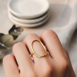Handmade Minimalist Open Loop 925 Sterling Silver Adjustable Ring