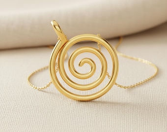 Collar con colgante de espiral de plata de ley: joyería minimalista hecha a mano