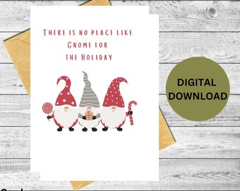Instant Digitale Download Er is een kabouterplek als thuis voor de feestdagen wenskaart Kerstkaart Boom 5"x7"