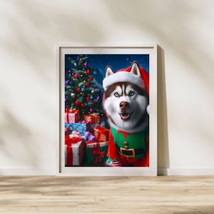 Cartoon Pet Portrait | Personalised Portraits | Gifts for Christmas | Custom Pet Art | Digital Download | Christmas | Siberian Husky dog