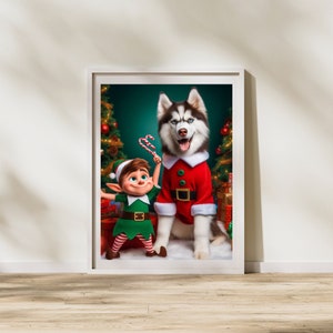 Cartoon Pet Portrait | Personalised Portraits | Gifts for Christmas | Custom Pet Art | Digital Download | Christmas | Siberian Husky dog