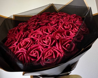Ramo de rosas con purpurina, flores rojas o rosas, cumpleaños, aniversario, baby shower, ideas para regalos, ramos grandes