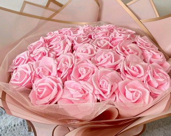 Bouquet de roses scintillantes, fleurs rouges ou roses, anniversaire d'anniversaire, idées cadeaux pour baby shower, grands bouquets