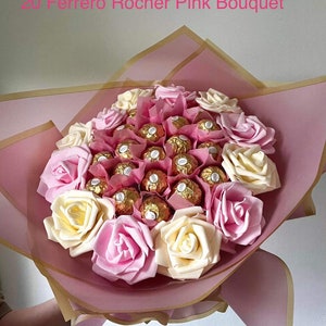 Ramo de chocolate con rosas brillantes, flores, Ferrero Rocher Lindt, cumpleaños, aniversario, Baby Shower, ideas de regalos imagen 10