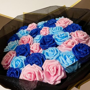 Glitter Roses Bouquet Flowers Red Blue Pink Birthday Anniversary Baby Shower Gift Ideas Large Bouquets