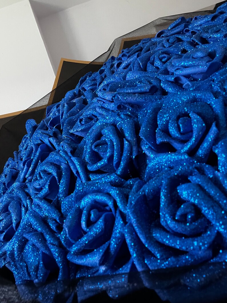 Blue Sparkle Roses Glitter Rose Bouquet Flowers Red or Royal Blue Roses Birthday ...