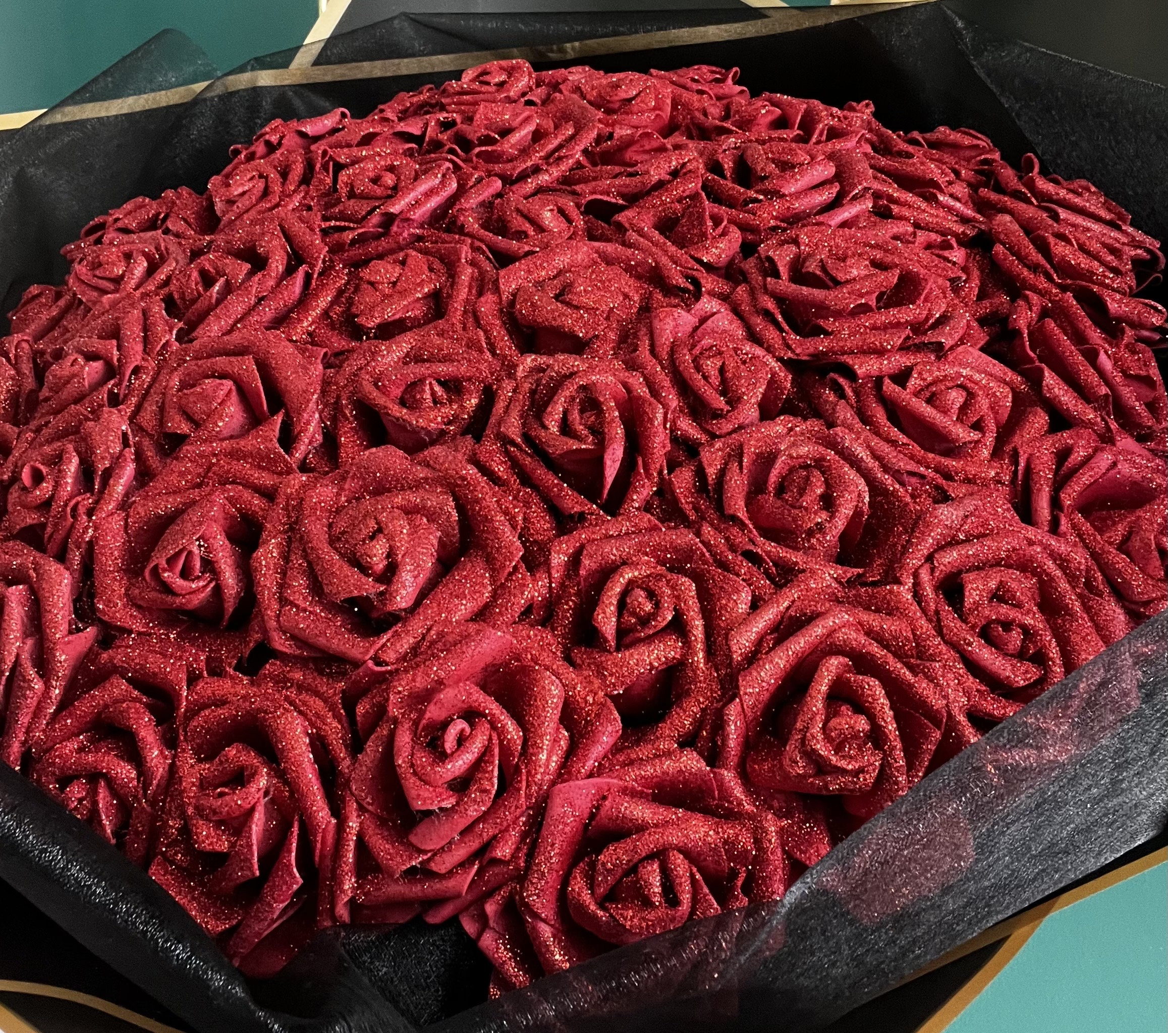 Glitter Rose Bouquet Flowers Red or Pink Birthday Anniversary Baby ...