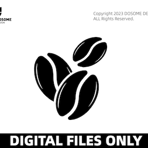 Könnte beinhalten: Schwarze und weiße Silhouette von drei Kaffeebohnen.