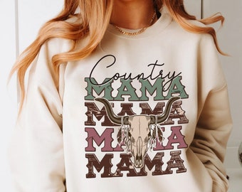Country Mama png, Vaquero occidental SVG, png occidental, png retro, Cráneo de vaca SVG, Impresión de cuero de vaca Png, Diseños de sublimación, Archivo digital activo