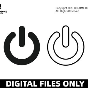 Puede incluir: Dos iconos de botón de encendido en blanco y negro. El primer icono está relleno de negro, mientras que el segundo icono es un contorno.