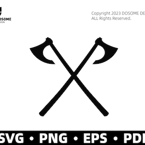 Archivos SVG de ejes cruzados / Archivos de corte SVG de hacha de batalla / Archivos vectoriales SVG de silueta de hacha / Vector de batalla / Monograma de hacha / Clip Art de hacha