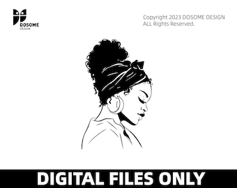 Afro Diva SVG, Face, Queen Boss, Lady, Black Woman, Glamour, Drip, Nubian,  SVG, PNG Vector Clipart Silhouette Cricut Cut Cutting