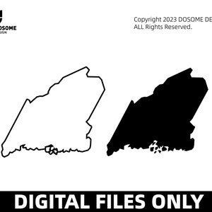 Maine Outline with Text SVG Files | Maine Cut Files | United States of America Vector Files | Maine Vector | Maine Map Clip Art
