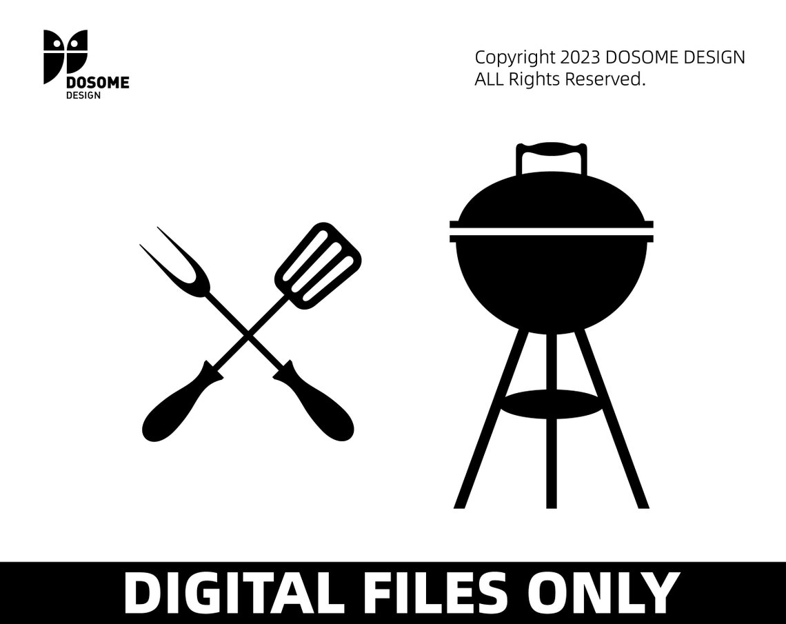 BBQ Grill Utensils SVG Files | Crossed Grill and Spatula SVG Cut Files ...