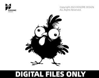 Crazy Chicken Svg & Png, Rooster Clipart, Chicken Vector Image, Funny Chicken Silhouette, Chick Svg, Sublimation Design, Bird Cut File