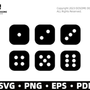 Zeszijdige dobbelstenen SVG-bestanden | Dobbelstenen knippen bestanden | Dobbelstenen vectorbestanden | Sterfvector | Dobbelstenen illustraties | CnC-bestanden