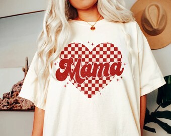 Mama Checkered Heart PNG, Walentynki Png, Mama Png, Mama Valentine, Retro Valentine Png, Koszulka walentynkowa, Projekt sublimacji walentynkowej