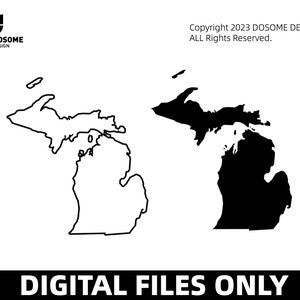 ミシガン州アウトライン SVG ファイル | ミシガン州カット ファイル | アメリカ合衆国ベクター ファイル | ミシガン州ベクター | ミシガン州マップ クリップ アート