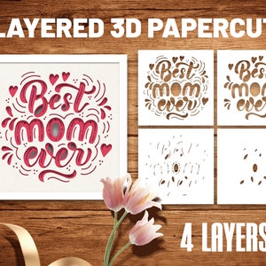 3D Schattenbox für die beste Mutter aller Zeiten, Muttertag Schattenbox, Layered Paper Art, Internationaler Frauentag, einfache Anweisungen