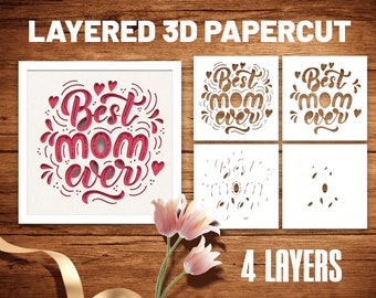 3D Best Mom Ever Shadow Box, Mothers Day Shadow Box, Layered Paper Art, International Women's Day, Easy Instructions