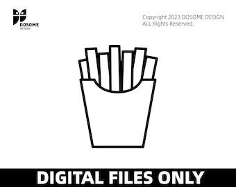 Pommes frites SVG-filer | Pommes frites konturklippsfiler | Pommes frites vektorfiler | Snabbmat clipart | CNC-filer