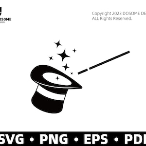 Sombrero de varita mágica SVG • Clip Art Cut File Silhouette pdf eps png • Descarga digital instantánea