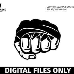 May include: A black and white graphic of a clenched fist. The image includes the text "DIGITAL FILES ONLY" at the bottom. The design is by DOSOME DESIGN, with a copyright notice.