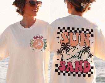 Svg de sable salé au soleil, Svg d'été, Svg de vacances à la plage à la mode, sublimation d'été rétro, design numérique d'été avant et arrière, ambiance estivale png thumbnail
