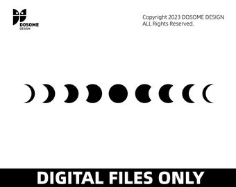 Moon Phase SVG Files | Celestial Moon Bundle SVG Cut Files | Mystical Moon SVG Vector Files | Moon Phases Vector