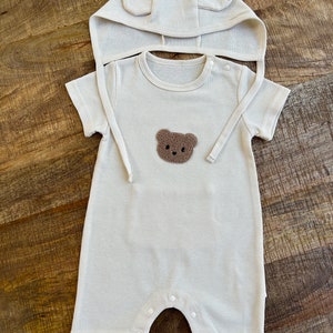 Baby Cute Romper, baby little bear romper, baby short sleeve romper, baby white outfit, gender neutral baby outfit