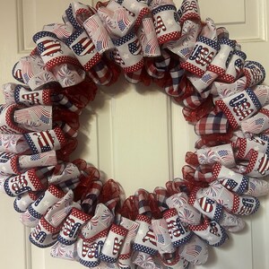 USA, Flags and Fireworks Ribbon Wreath