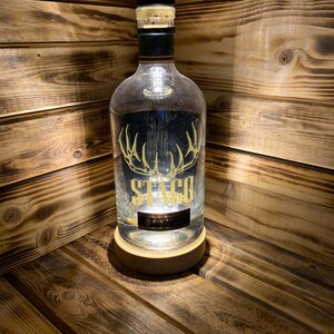 Stagg Jr. Bourbon Whiskey Bottle She-Shed Mancave Bar Desk/Table Lamp Handmade LED Light Recycled/Upcycled FrejyaCandleCo