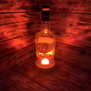 Buffalo Trace Bourbon Whiskey Bottle She-Shed Mancave Bar Desk/Table Accent Lamp Handmade LED Light Recycled/Upcycled FrejyaCandleCo