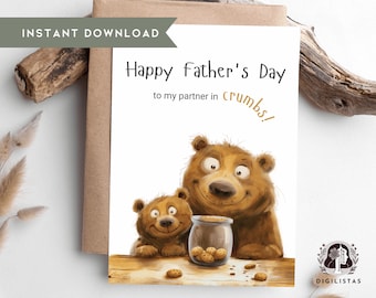 Printable Happy Father's Day Card, Greeting Card for Dad, Happy Father's Day, Pappa Bear Card, Instant Download, PDF Printable Dad Card