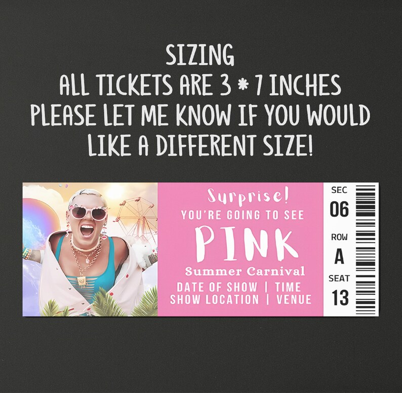 Surprise Pink Concert Tickets, Pink Summer Carnival Tour 2023 /2024