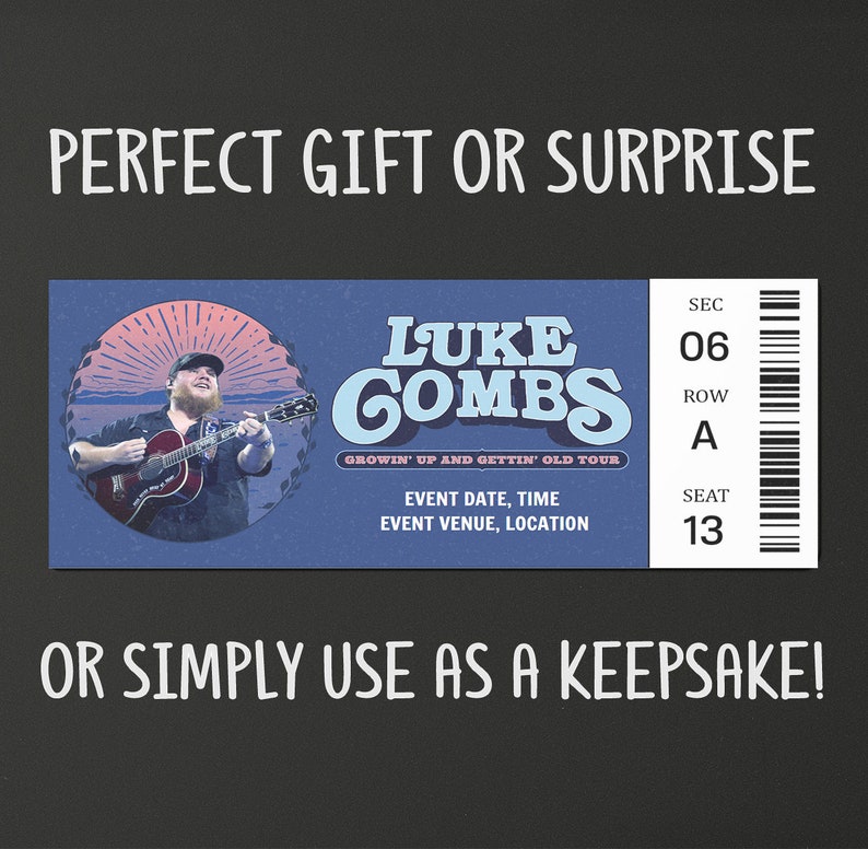 Luke Combs Tour 2024 Ticket, Growin' up and Gettin' Old Tour, Luke