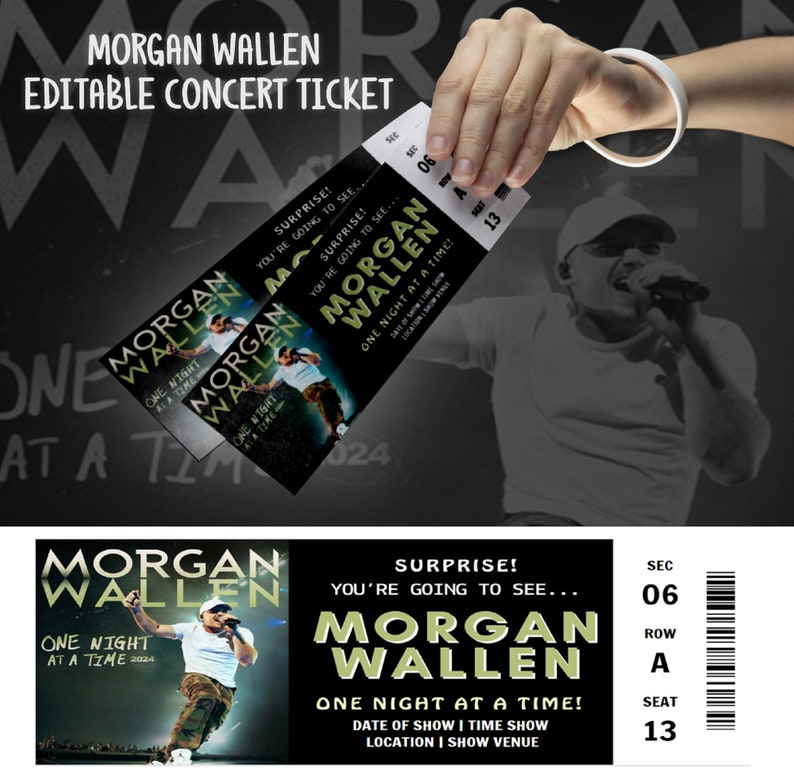 Wallen Ticket, One Night at a Time Tour Ticket, Editable