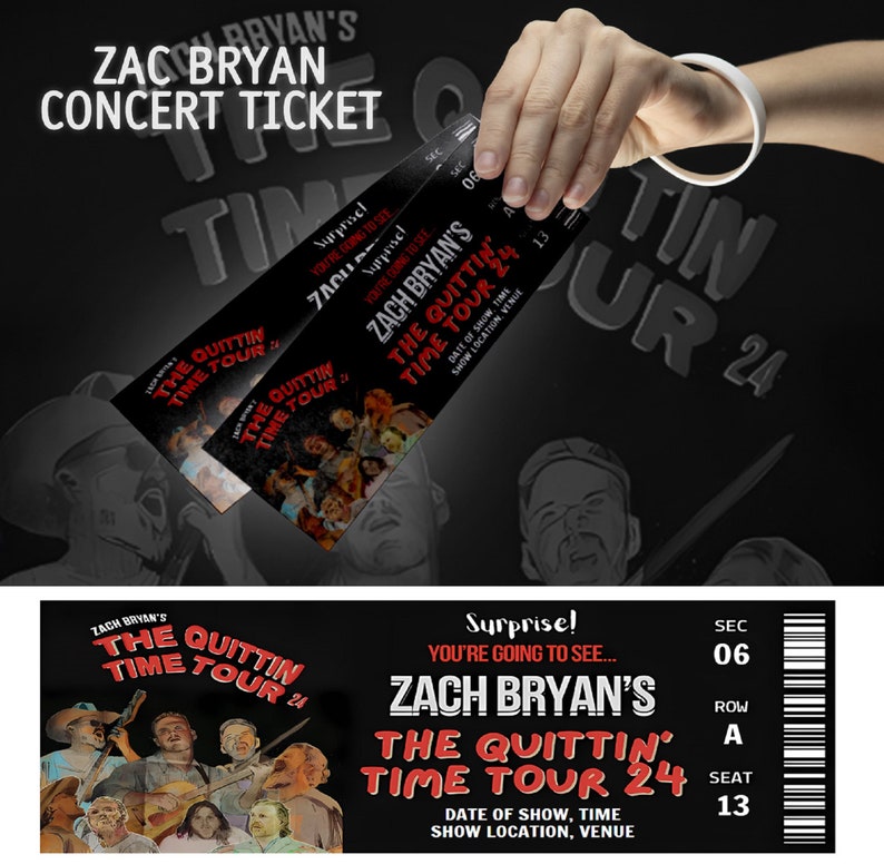 Zach Bryan the Quittin' Time Tour Tour Ticket Stub, Zac Bryan Ticket
