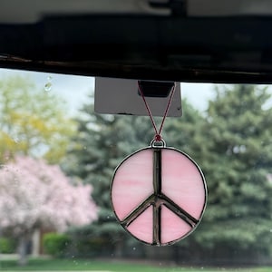 peace sign car charm | stained glass peace sign | groovy car decor | sun catcher | hippie | boho | cool car accessories | rear view mirror