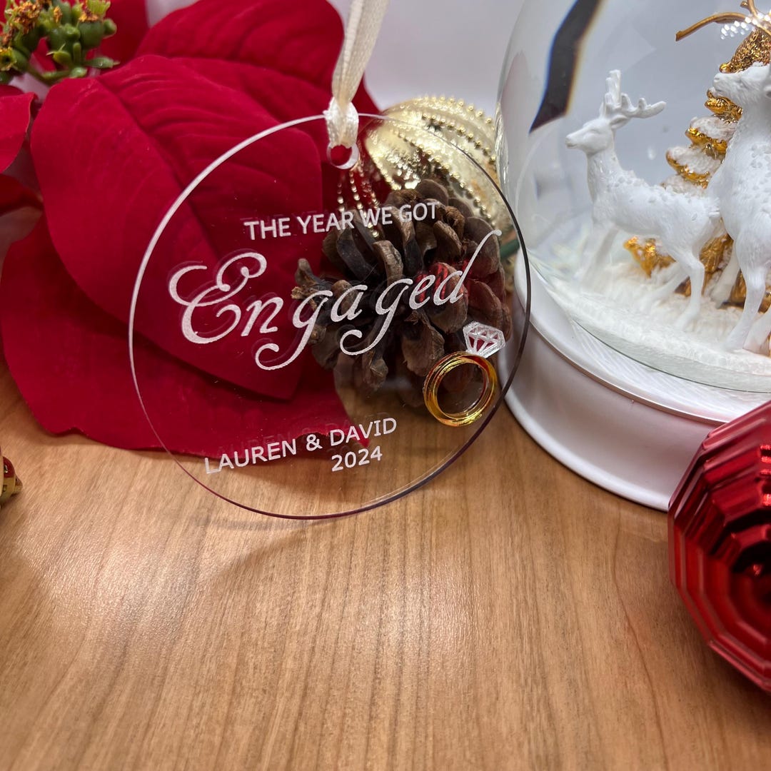 First Christmas Engaged Personalized Ornament, Engagement Ring Ornament ...